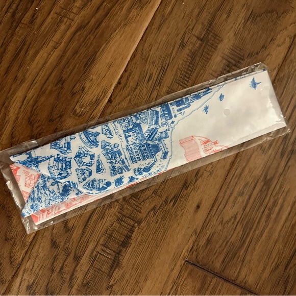 Silk Orange and Blue twilly scarf - Picture 4 of 4